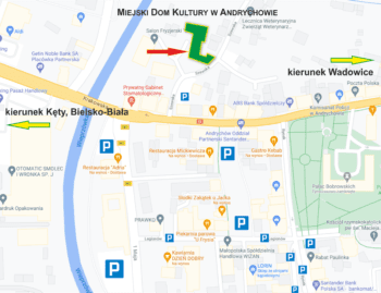 Mapa dojazdu do punktu szczepień w Andrychowie