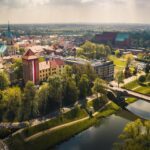 Widok na Stare Miasto w Oświęcimiu i Muzeum Zamek