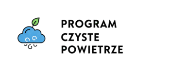 Grafika przedstawiająca ikonę dwóch niebieskich dokumentów oraz napis "Program Czyste Powietrze".