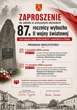 Zaproszenie do udziału w uroczystych obchodach rocznicy wybuchu II wojny światowej oraz napaści wojsk hitlerowskich i sowieckich na Polskę.