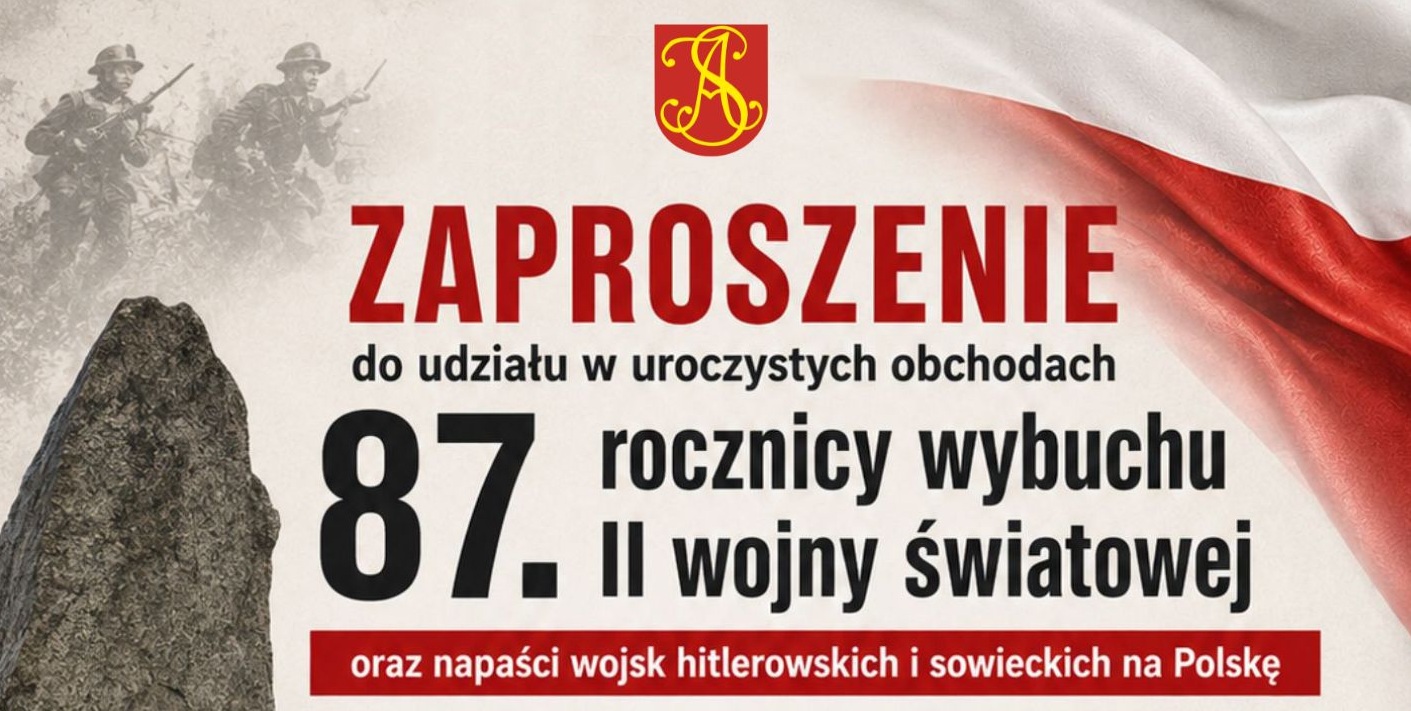 Zaproszenie do udziału w uroczystych obchodach rocznicy wybuchu II wojny światowej oraz napaści wojsk hitlerowskich i sowieckich na Polskę.